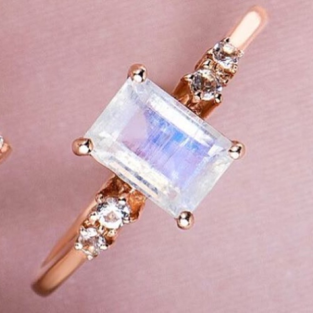 Moonstone Rose Gold vermeil ring (size 5)